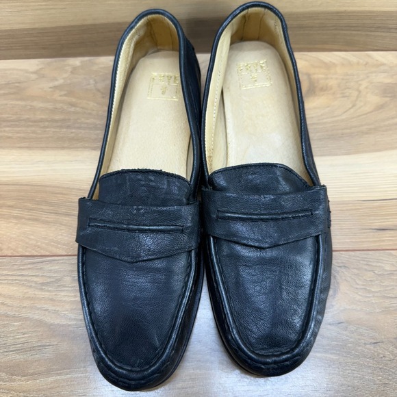 FRYE Black Leather Loafers Womens 10 Black Soft Leather Flats - Picture 4 of 11